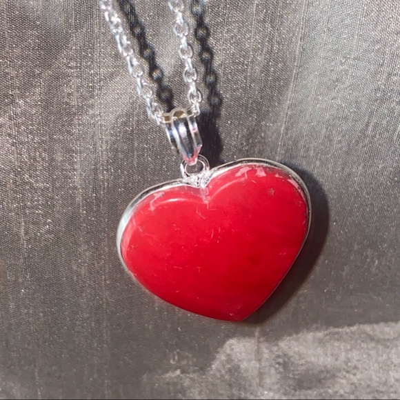 SALE * Italian Coral Heart Valentine handcrafted pendant - Picture 5 of 8